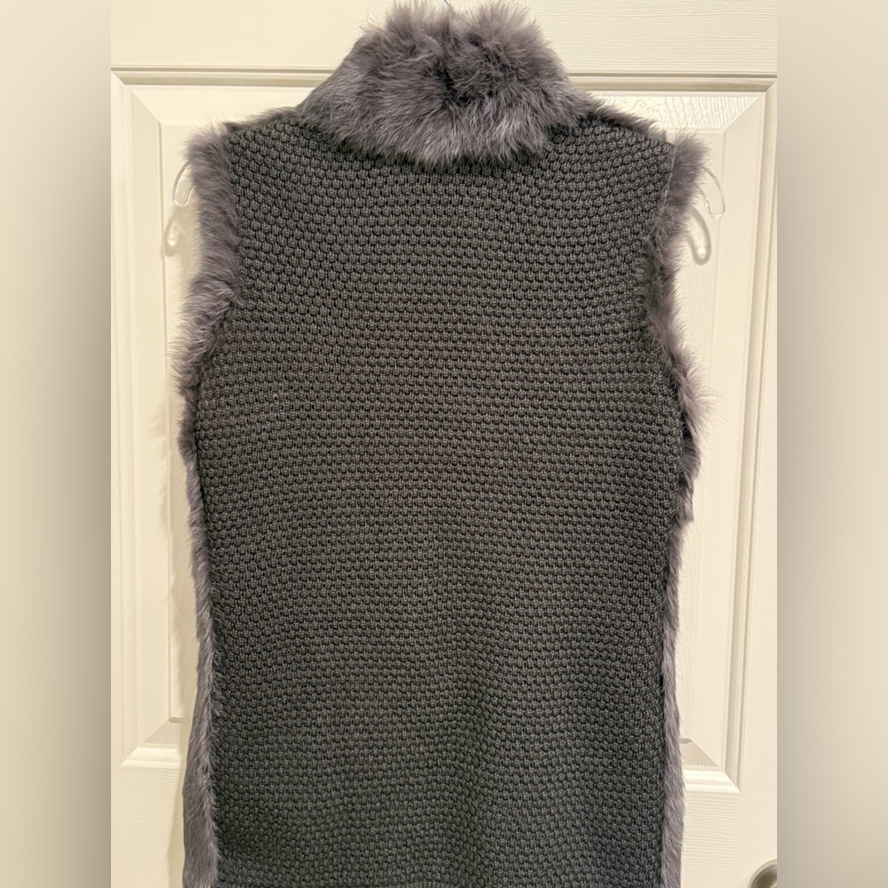 Neiman Marcus Charcoal Fur Reversible Vest View 5